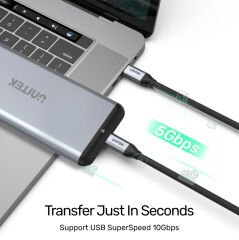 UNITEK USB-C 3.2 KABLO 2MT 5GBPS, 100W PD, 4K60Hz  (C14091ABK)