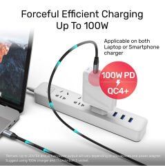 UNITEK USB-C 3.2 KABLO 2MT 5GBPS, 100W PD, 4K60Hz  (C14091ABK)