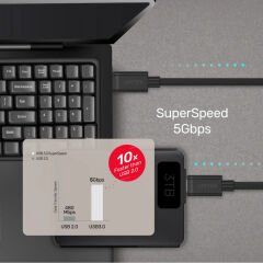 UNITEK TYPE-C HIZLI ŞARJ KABLOSU 1MT 60W(Y-C477BK)