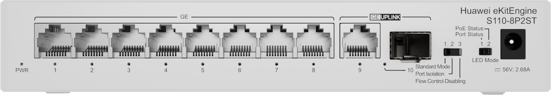 HUAWEI eKIT ENGINE S110-8P2ST 124W 10 PORT 20GBIT/S YÖNETİLEMEZ SWITCH