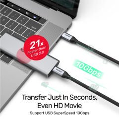 UNITEK USB-C 3.2 KABLO 1MT 10GBPS, 100W PD, 4K60Hz (C14082ABK)
