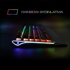 GameBooster G908 Bolt Rainbow Aydınlatmalı Kırmızı Sw. Mekanik Bileklikli Oyun Klavyesi