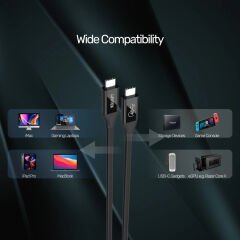 UNITEK USB4 THUNDERBOLT KABLO 0.8MT 40GBPS, 8K60Hz,100W (C14100BK-0.8M)