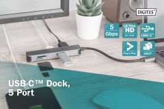 Digitus DA-70891 USB Type-C Docking Station, 5 Port - Type-C to HDMI 2x USB SD microSD