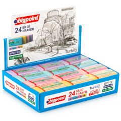 Bigpoint Dust-Free Pastel Renkli Silgi 24'lü Kutu