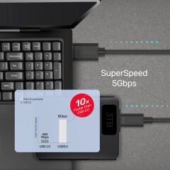 UNITEK USB3.0 TYPE-C TO USB-A ŞARJ KABLOSU 1.5MT 5GBPS (C14103BK-1.5M)