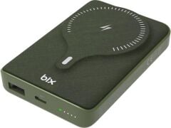 Bix PB105 Yeşil 10000 mAh Hızlı Şarj Destekli - Kablosuz - LED Göstergeli Powerbank