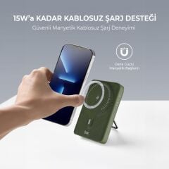 Bix PB105 Yeşil 10000 mAh Hızlı Şarj Destekli - Kablosuz - LED Göstergeli Powerbank