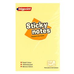Bigpoint Yapışkanlı Not Kağıdı Düz 100x150mm Sarı 6'lı Paket