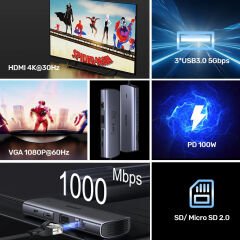 UNITEK USB-C 9in1 UNIVERSAL DOCK STATION (D1113A)