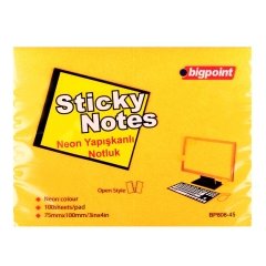 Bigpoint Yapışkanlı Not Kağıdı 75x100mm Neon Turuncu 12'li Paket