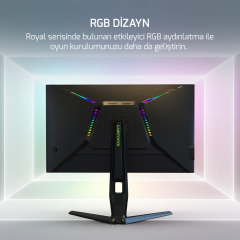 GamePower Royal T20 27″ RGB 180Hz 0.5Ms 2K QHD Flat IPS Pivot 2xUsb 3.0 HDR400 FreeSync, Gsync Gaming Monitör (Sıfır Ölü Piksel Garantili)