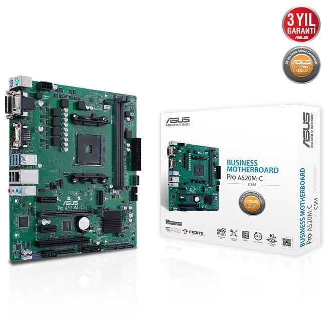 Asus Pro A520M-C/Csm AM4 Ryzen Vga Dvi Hdmi DDR4