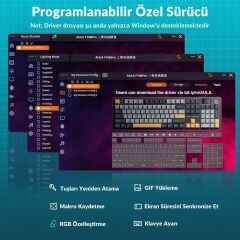 Aula F108 Pro Ekranlı Mekanik Klavye Reaper Switch RGB Hot Swap 8000mAh Makrolu Oyuncu Klavyesi Siyah