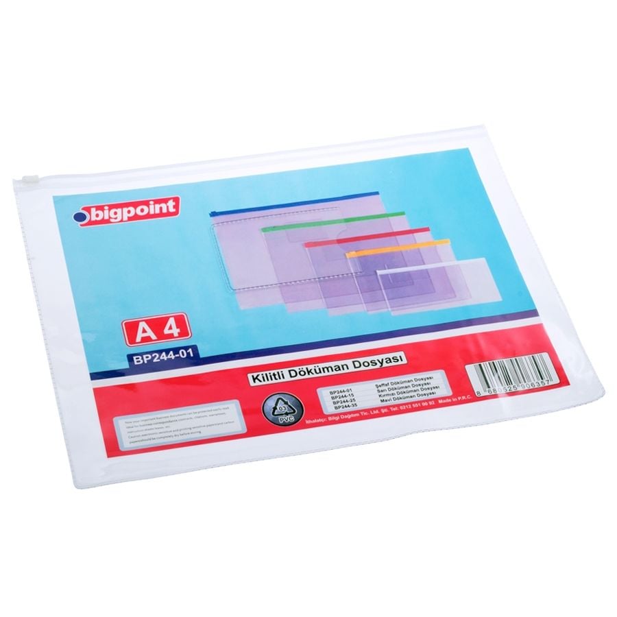 Bigpoint Döküman Dosyası A4 PVC Beyaz 12'li Poşet